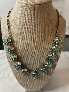 Mint Floral Crystal Necklace - Women Jewelry